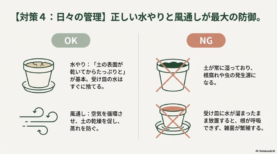 100均の土は虫がわく？原因と初心者がやるべき対策　観葉植物の置き場所や水やりを見直す
