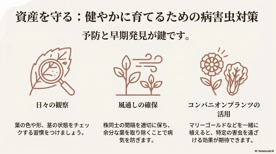 病害虫対策：多年草野菜を健康に保つ