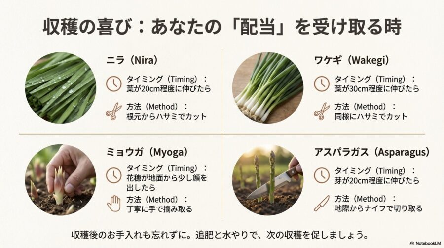 多年草野菜の収穫時期と収穫方法