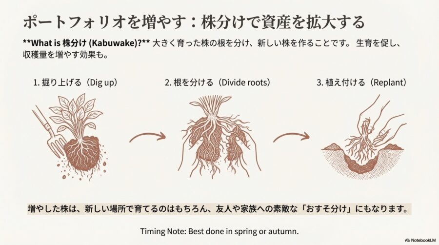 多年草野菜の株分けと増やし方