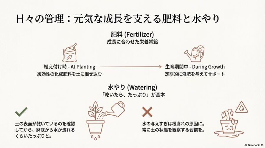 肥料と水やり：多年草野菜の育て方