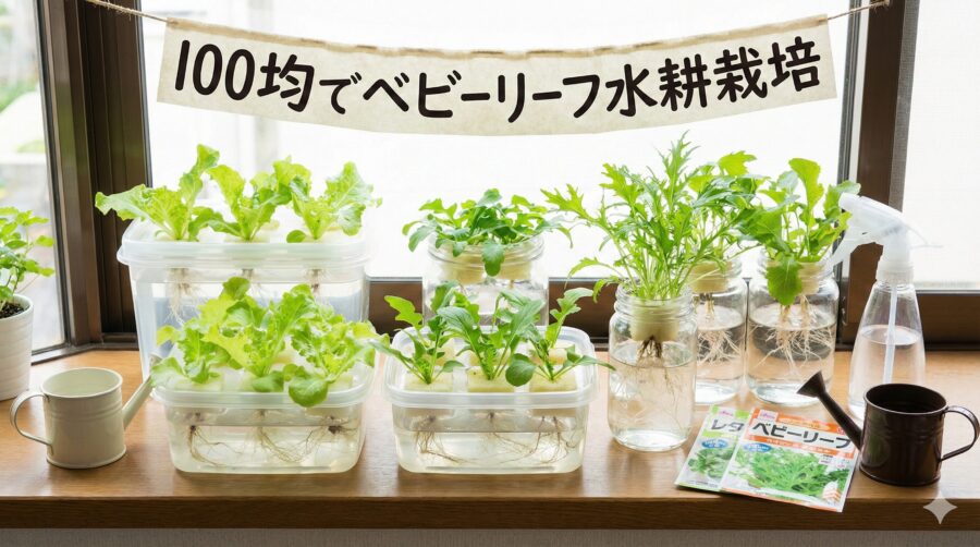 【失敗は100均で学べ！】ベビーリーフ水耕栽培は超簡単！元が取れる裏技でコスパ最強に