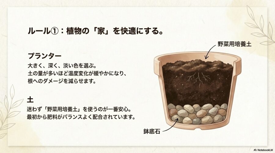 【プランター】根を守るためのサイズと暑さ対策