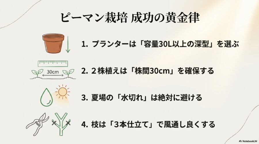 プランターで収穫量を増やすピーマン管理術