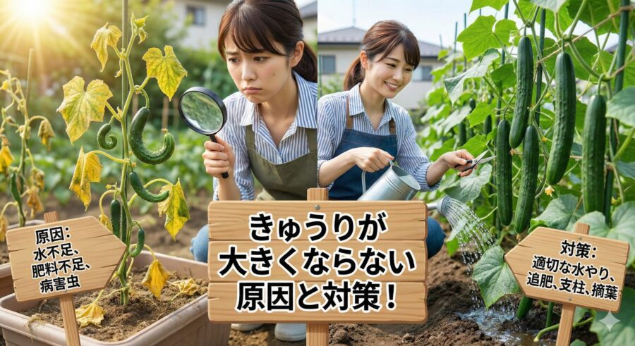 きゅうりが大きくならない原因と対策！肥料切れサインや肥料過多を解説