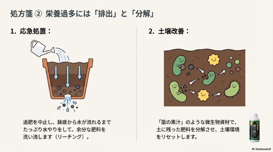 きゅうり栽培　肥料過多の土壌を菌の黒汁でリセット