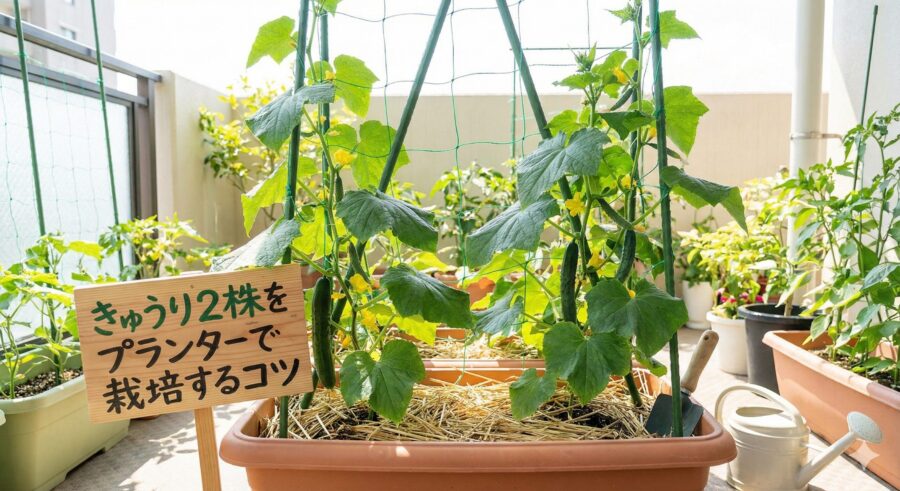 きゅうり2株をプランターで栽培！65cmでも失敗しないコツ