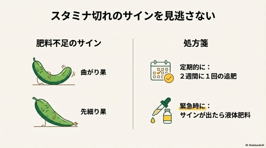 きゅうり栽培　肥料切れのサインと追肥のタイミング