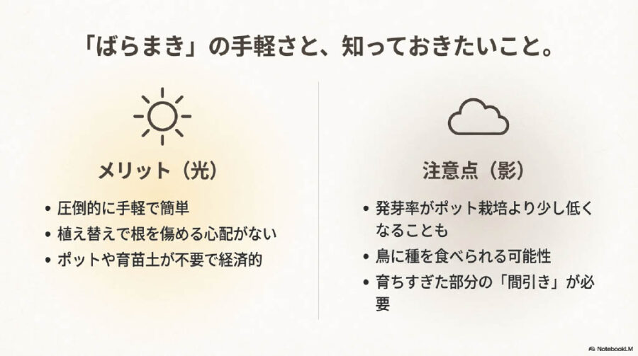 直まき（ばらまき）のメリットと注意点