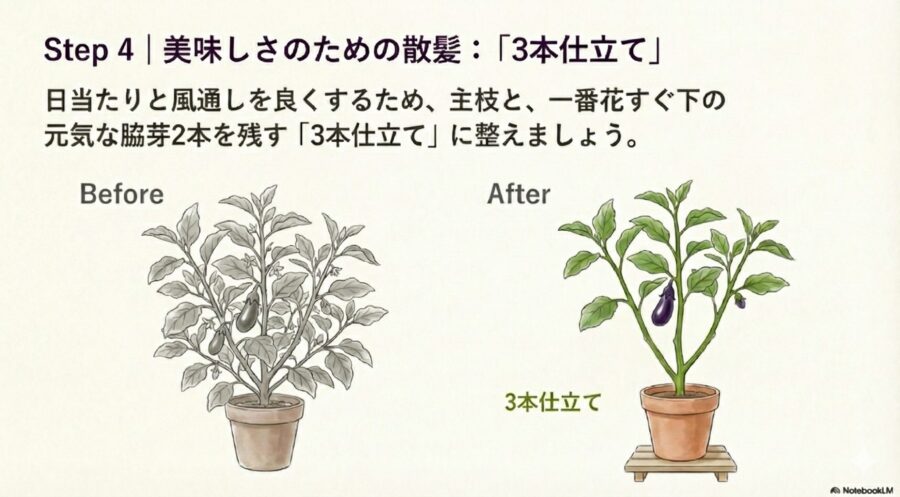 ナスの育て方完全ガイド!3本仕立て