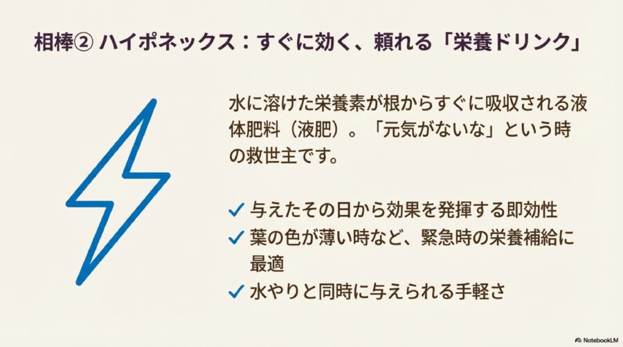 「ハイポネックス」は即効性が自慢の液体肥料