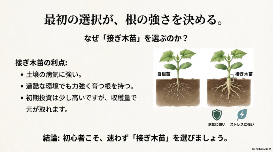 きゅうり栽培　初心者が選ぶべき品種と接ぎ木苗の重要性