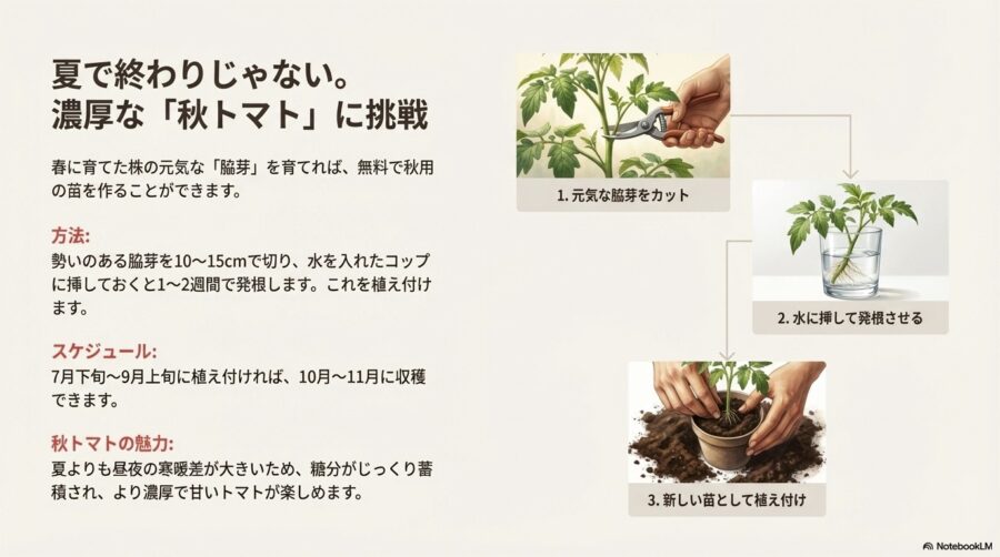 脇芽を活用して秋まで楽しむ栽培方法