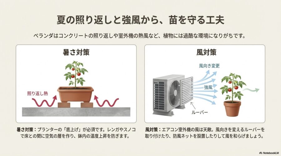 ミニトマト栽培 ベランダ環境を整える暑さと風の対策