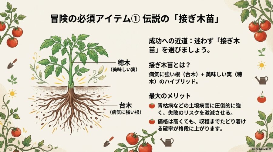 【大玉トマトの育て方】失敗回避のために接ぎ木苗を選ぶ理由