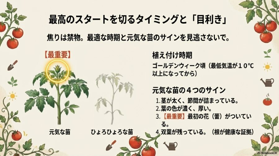 【大玉トマトの育て方】最適な植え付け時期と苗の目利き