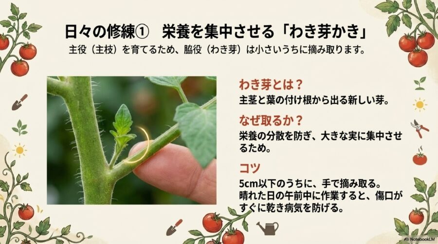 【大玉トマトの育て方】必須作業！わき芽かきの正しい方法