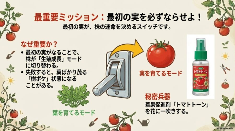 【大玉トマトの育て方】第1花房を確実に着果させるプロの技