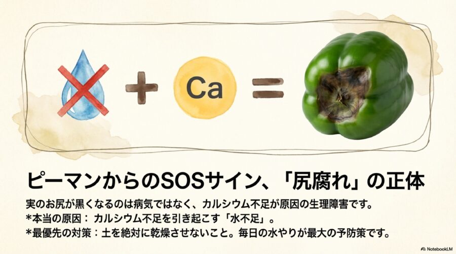 ピーマン栽培　尻腐れ病を防ぐカルシウム対策