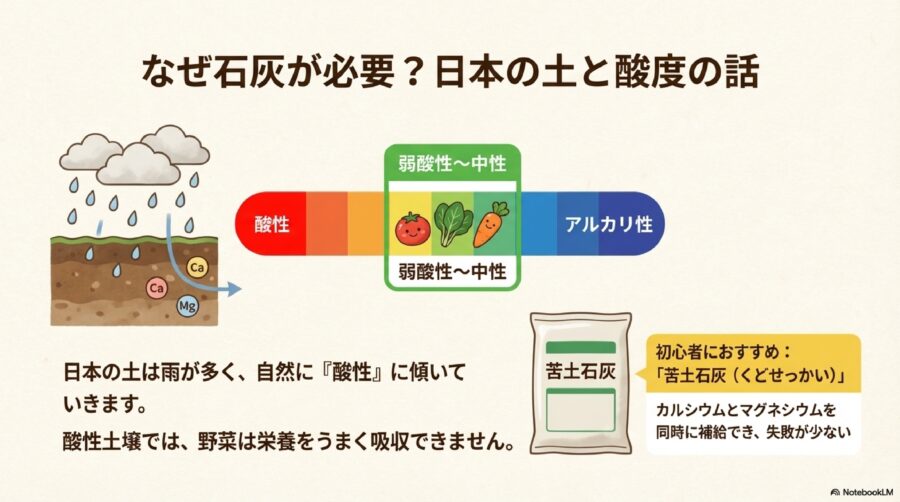 野菜がよく育つ土の作り方!酸性土壌を中和する石灰資材の役割
