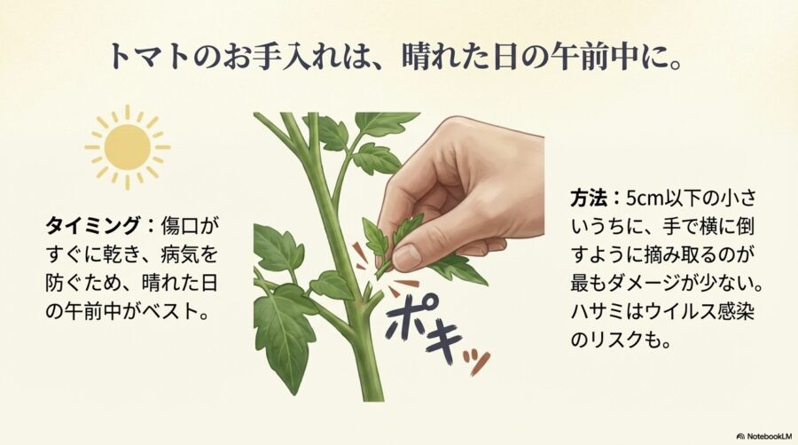 トマトのお手入れは晴れた日の午前中に行うのが正解