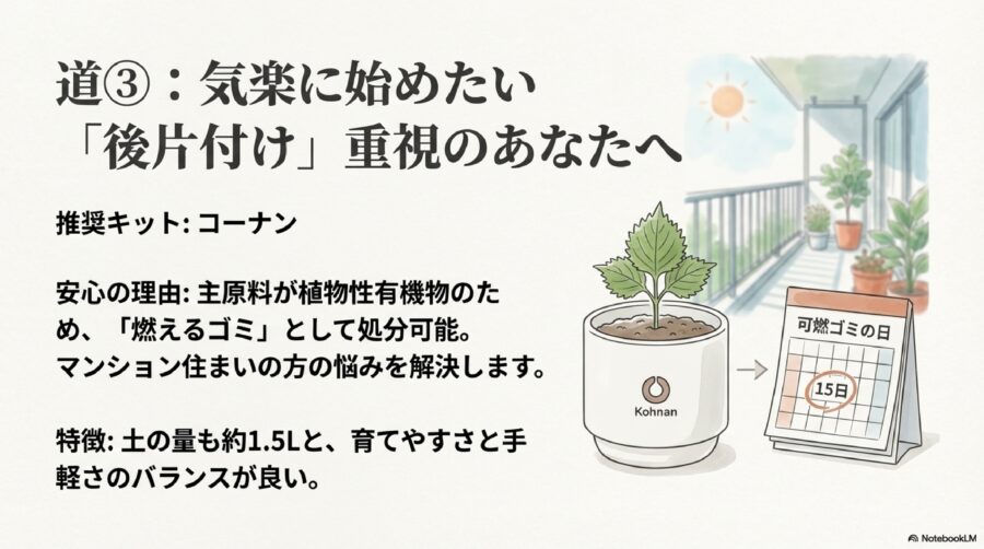 コーナンの栽培キットは処分が簡単で便利