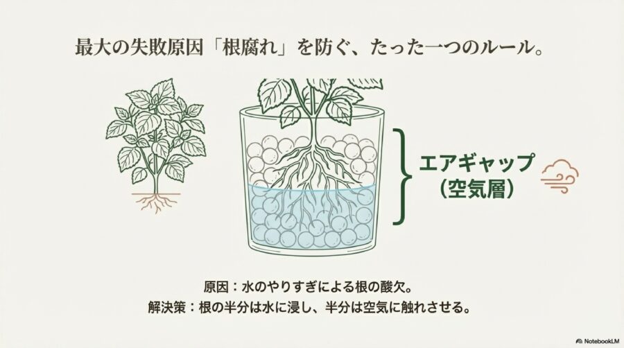 大葉の水耕栽培はハイドロボールで大丈夫？根腐れを防止する水位調整のコツ