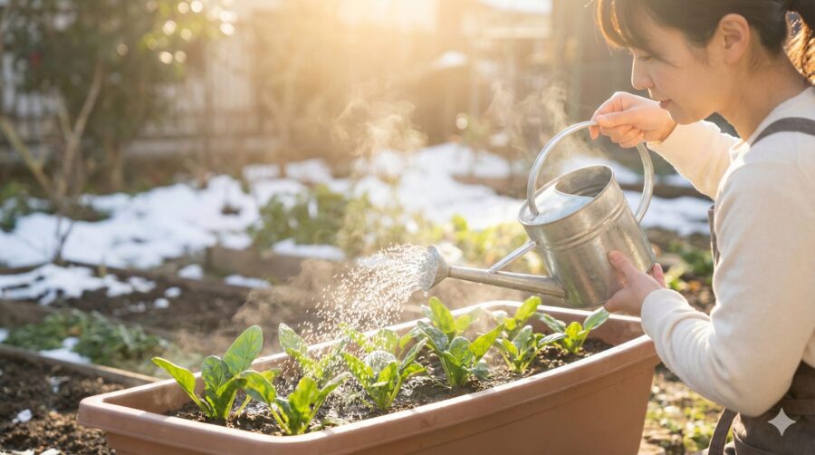 冬の水やりの基本は暖かい午前中に済ませるのが鉄則