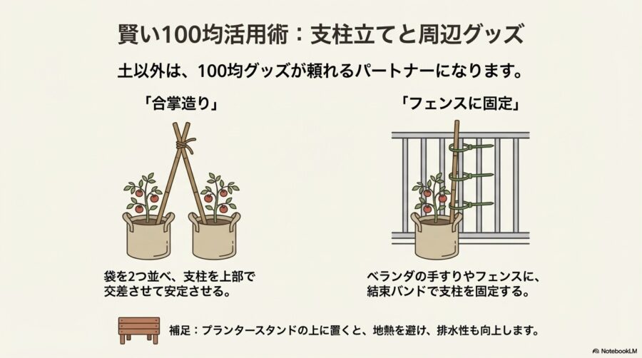 支柱立て等の100均活用テクニック