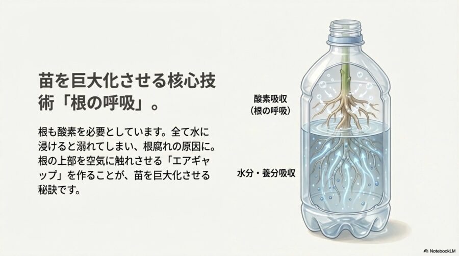 ミニトマトの苗を巨大に育てる水位管理