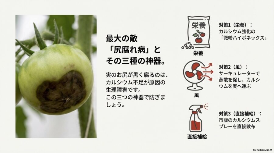 ミニトマトの尻腐れ病とカルシウム対策