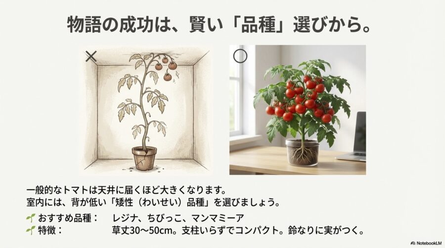 適切な品種選びとトマト栽培室内