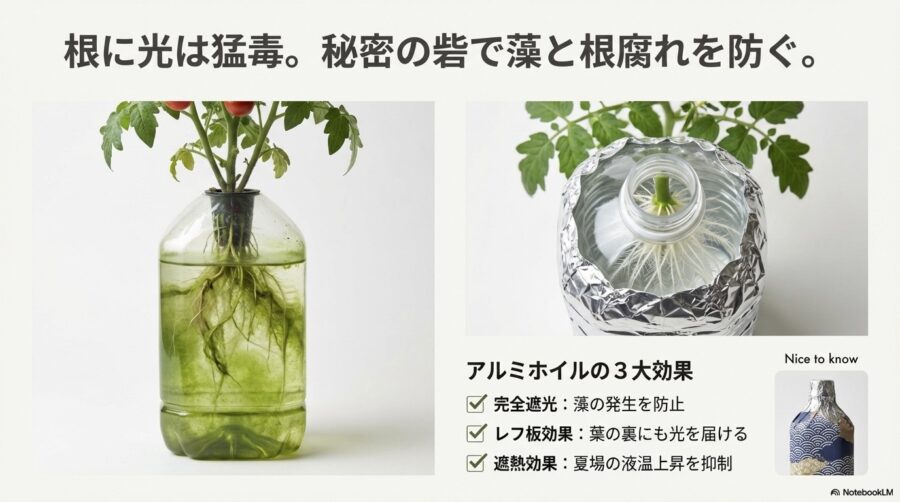 ミニトマトの根腐れを防ぐ加工と遮光の工夫