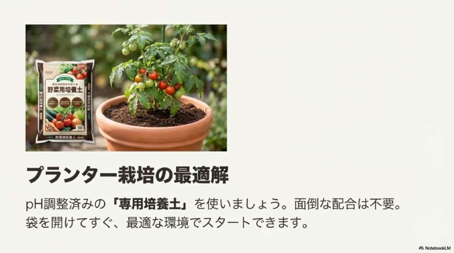 プランターは調整済み培養土が楽
