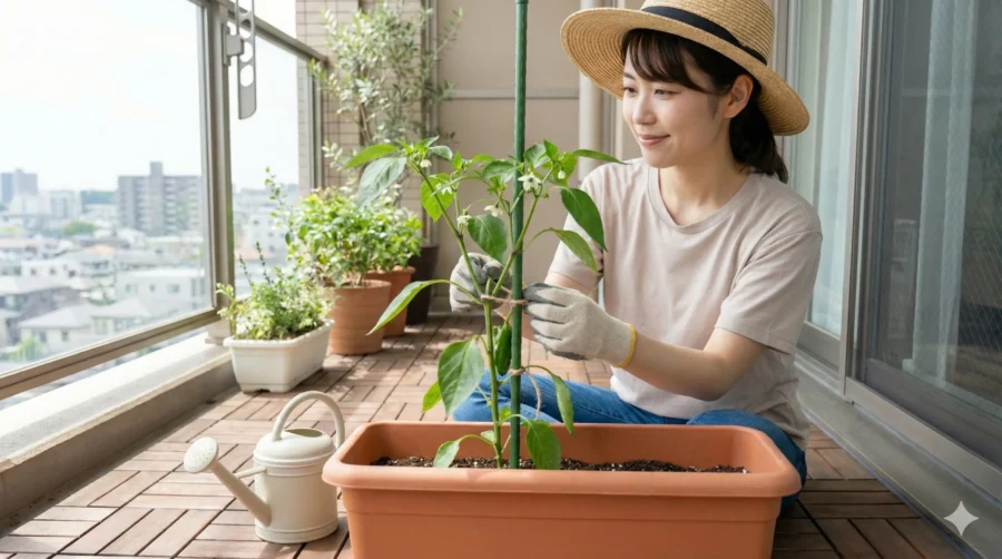 ピーマンをプランターで育てる栽培管理と収穫のコツ